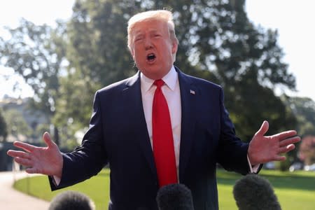 U.S. President Trump departs for travel to Virginia at the White House in Washington