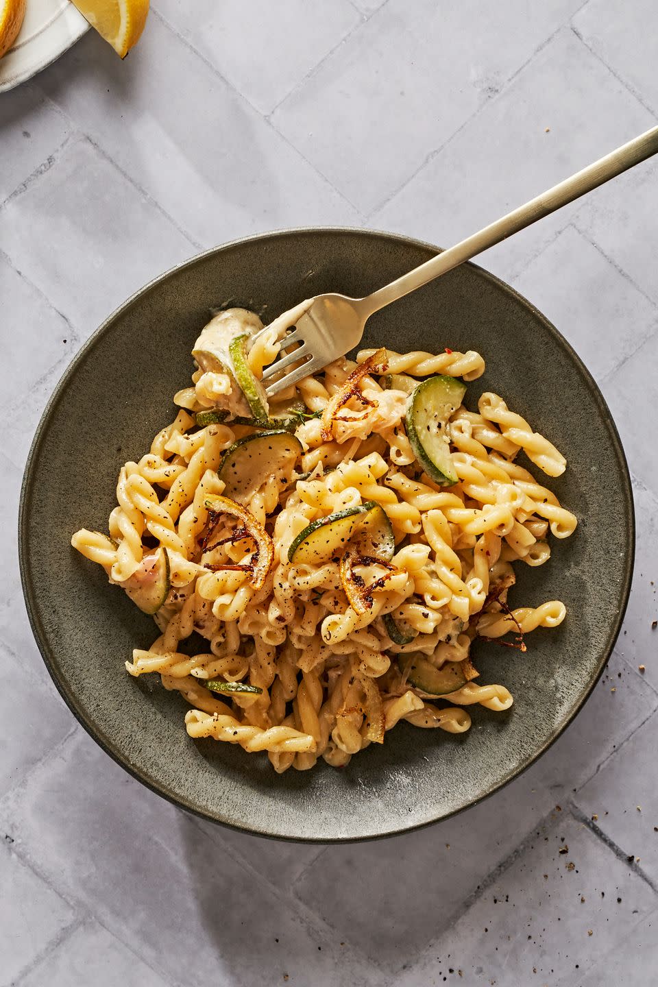 caramelized lemon and zucchini pasta