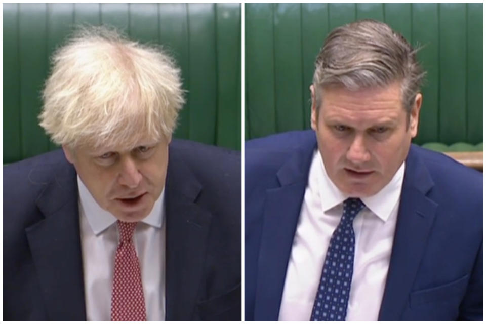 Boris Johnson refused to commit to Sir Keir Starmer's demand to publish the 'scientific basis' behind the 10pm curfew. (Parliamentlive.tv)