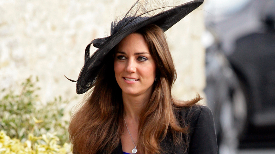 October 23, 2010: Kate Middleton at the wedding of Harry Meade and Rosie Bradford