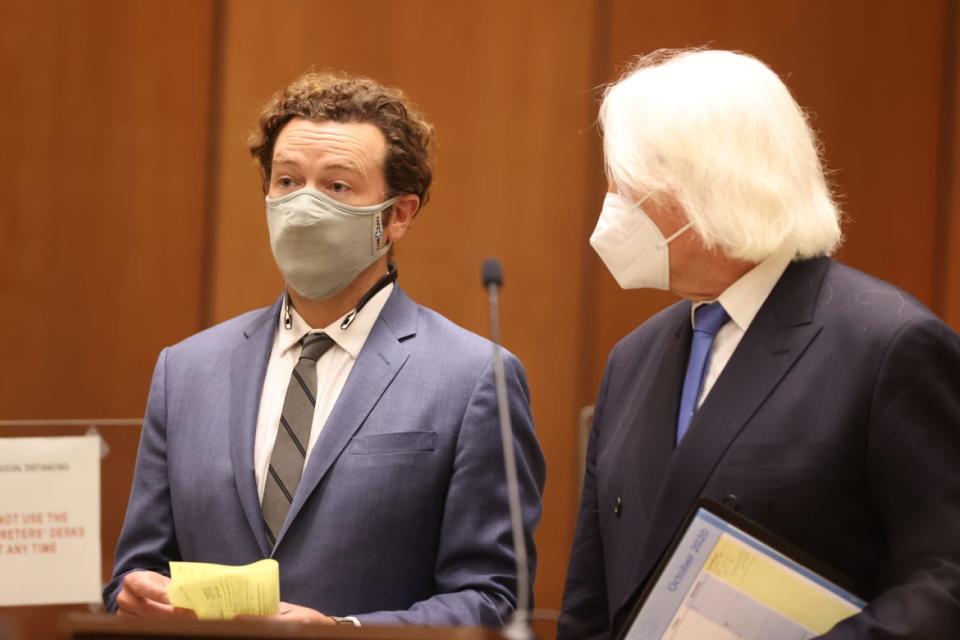 <div class="inline-image__caption"><p>Danny Masterson is arraigned on three rape charges in separate incidents in 2001 and 2003, at Los Angeles Superior Court in Los Angeles, California.</p></div> <div class="inline-image__credit">Lucy Nicholson/Getty</div>