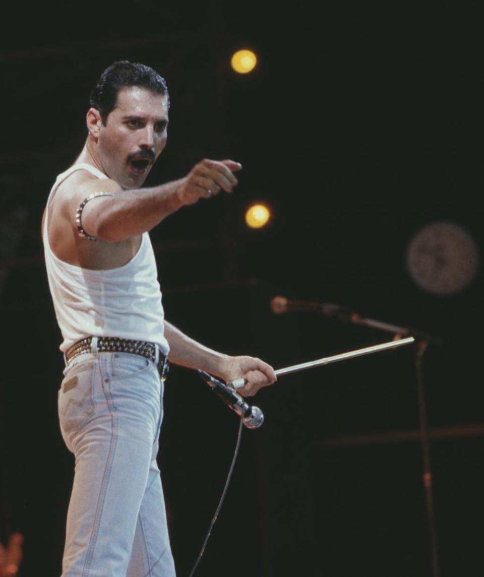 Mercury performing with Queen during the Live Aid concert in 1985 (PA) (PA Archive)