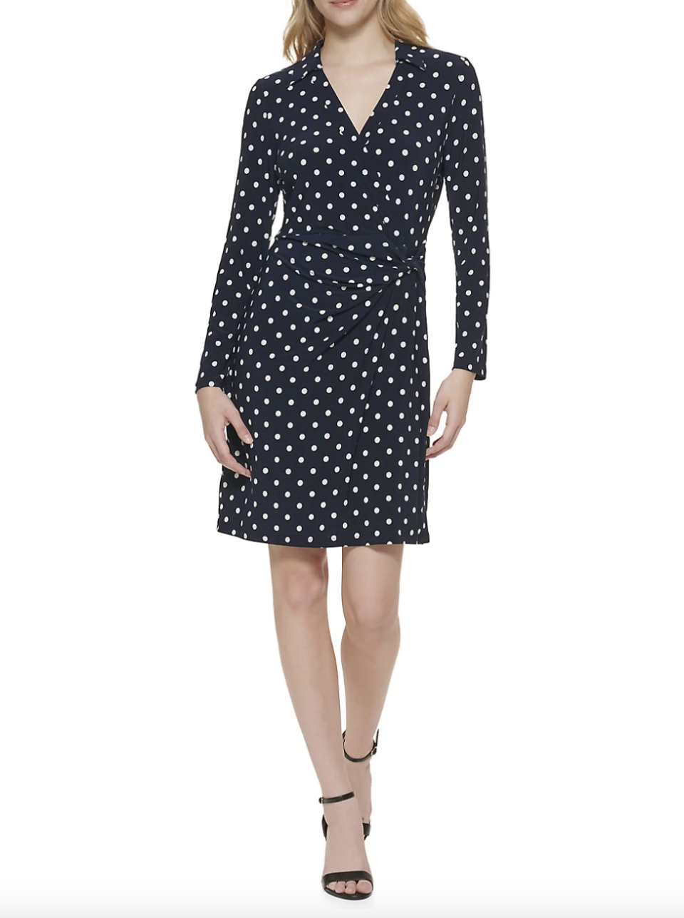 black and white Tommy Hilfiger Collared Polka Dot Mini Dress (Photo via The Bay)