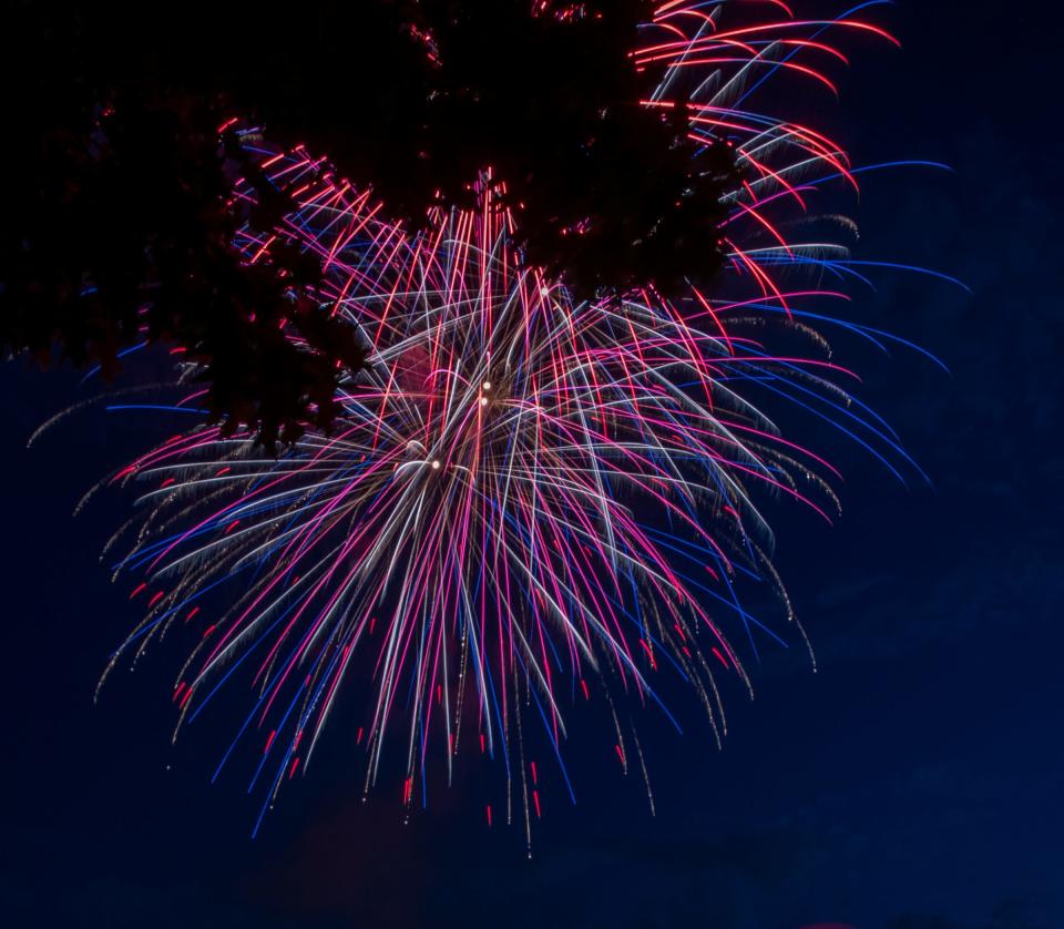 Fireworks at one of three official 4th of July celebrations in Carmel, Saturday, July 4, 2020. Other local fireworks displays, including Indianapolis, were cancelled over fears about the novel coronavirus. 