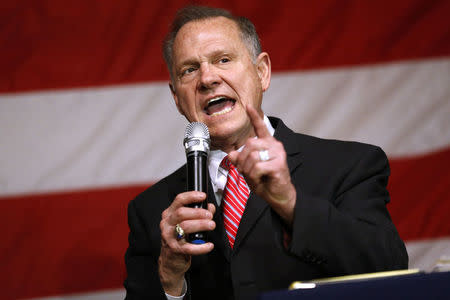 Republican candidate for U.S. Senate Judge Roy Moore speaks during a campaign event in Fairhope, Alabama, U.S., December 5, 2017. REUTERS/Jonathan Bachma