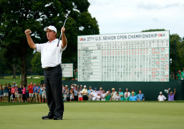 Gene Sauers celebrates winning the U.S. Senior Open (Getty Images)