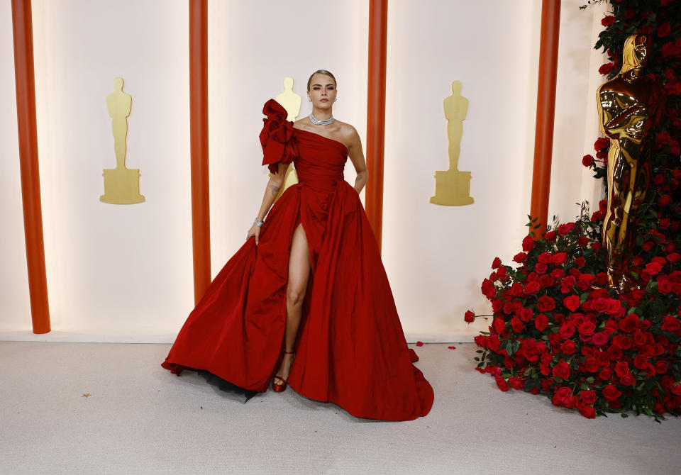 <p>Cara Delevingne en la alfombra champán de los Oscars 2023 en Los Angeles. REUTERS/Eric Gaillard</p> 