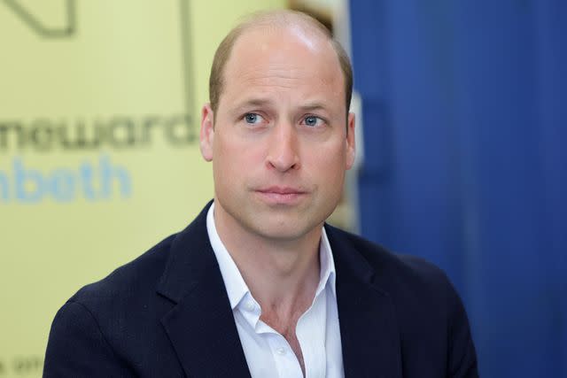 <p>Chris Jackson/Getty Images</p> Prince William visits the Mosaic Clubhouse in June 2023.