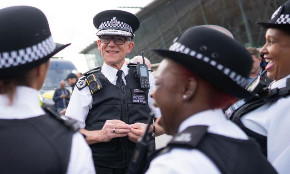 Metropolitan police commissioner Mark Rowley during a visit to Stratford, east London.