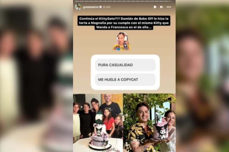 La coincidencia es con la temática de cumpleaños elegida por las dos niñas (Captura Instagram @gossipeame)