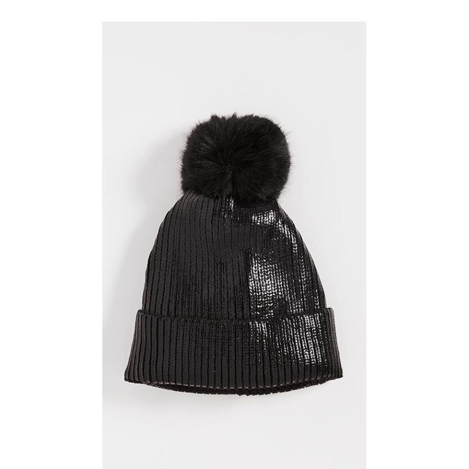 Metallic Hat with Pom