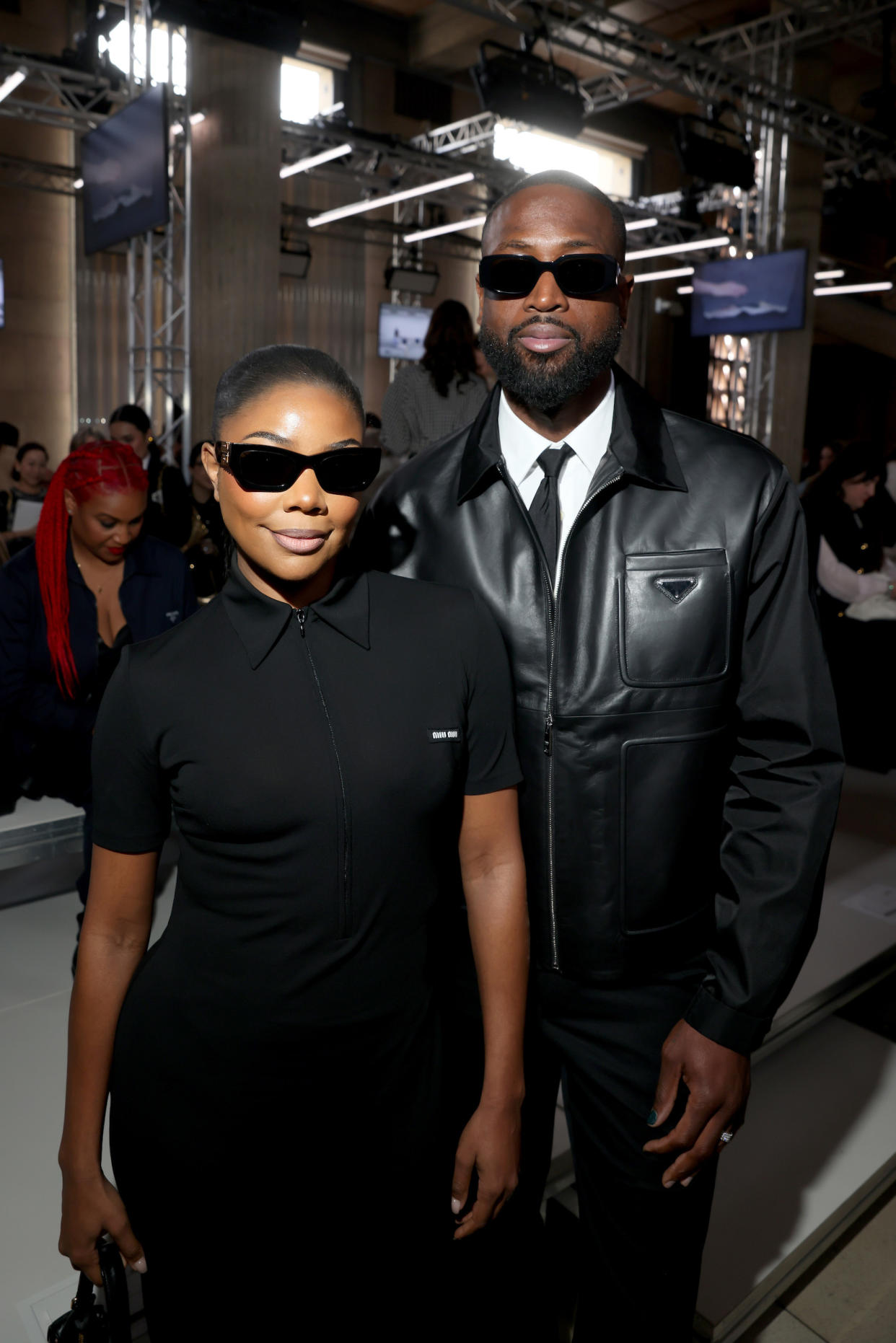 Gabrielle Union and Dwayne Wade attend the Miu Miu Paris Fashion Week show. (Victor Boyko / Getty Images for Miu Miu)