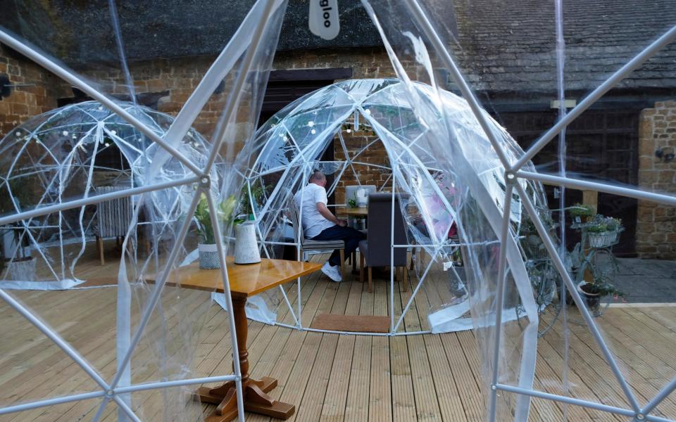 Covid 'igloos' at The Sondes Arms in Rockingham, Corby - John Robertson