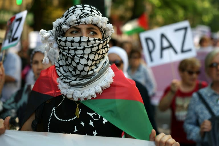 Around 30 organisations called for the rally before the 76th anniversary of what Palestinians call the 'Nakba' (Pierre-Philippe MARCOU)