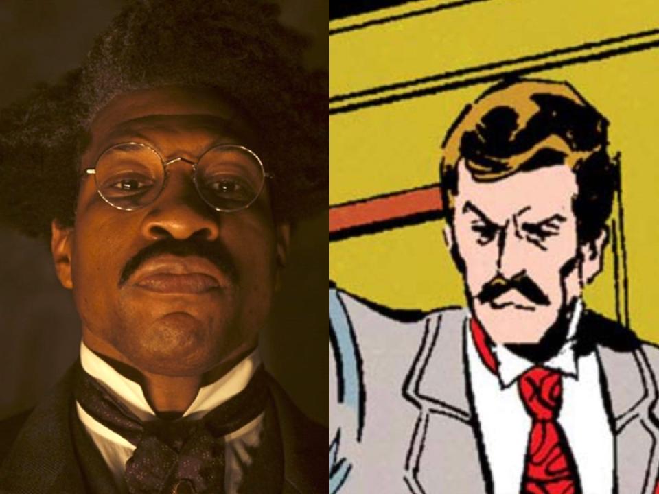 Jonathan Majors as Victor Timely and Victor Timely in the comics.