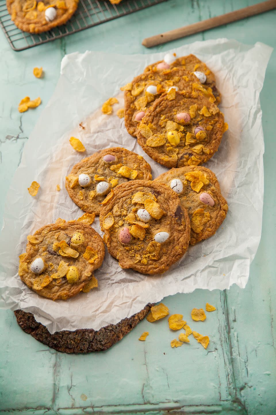 easter biscuits recipe cornflake and mini egg cookie nests