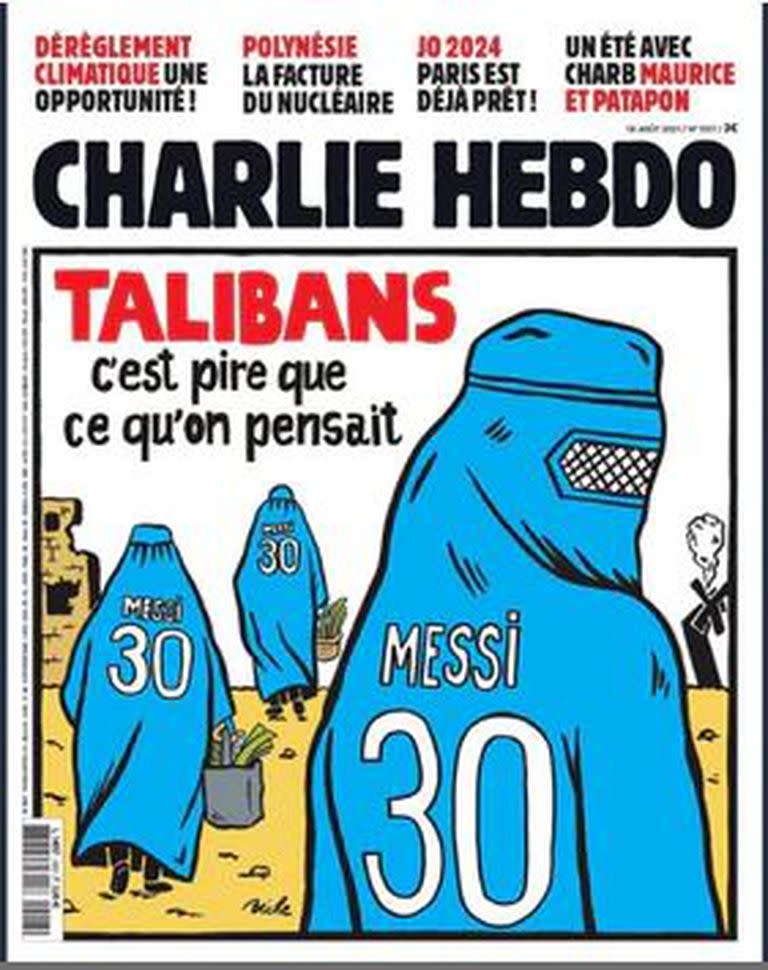 La tapa de Charlie Hebdo sobre la situación en Afganistán.