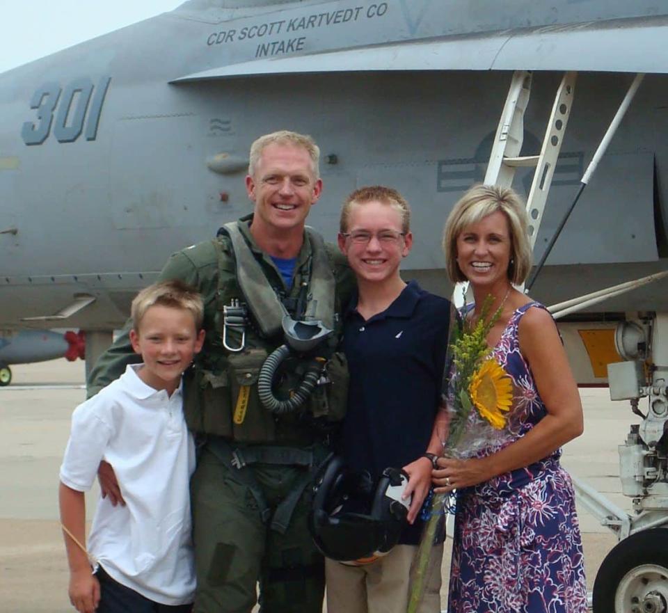 Scott and his family during his Navy flying days. (Scott "Intake" Kartved)