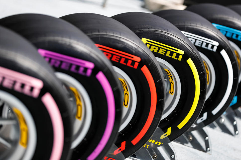 Tyres, quite important in F1: It’s the ones on the left you need concern yourself with this weekend – pink Hypersofts, purple Ultrasofts and red Supersofts
