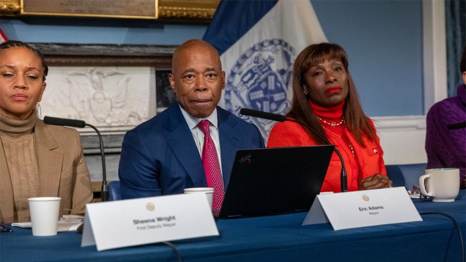 <div>New York City Mayor Eric Adams attends a news conference in New York City. (Photo by Spencer Platt/Getty Images)</div>