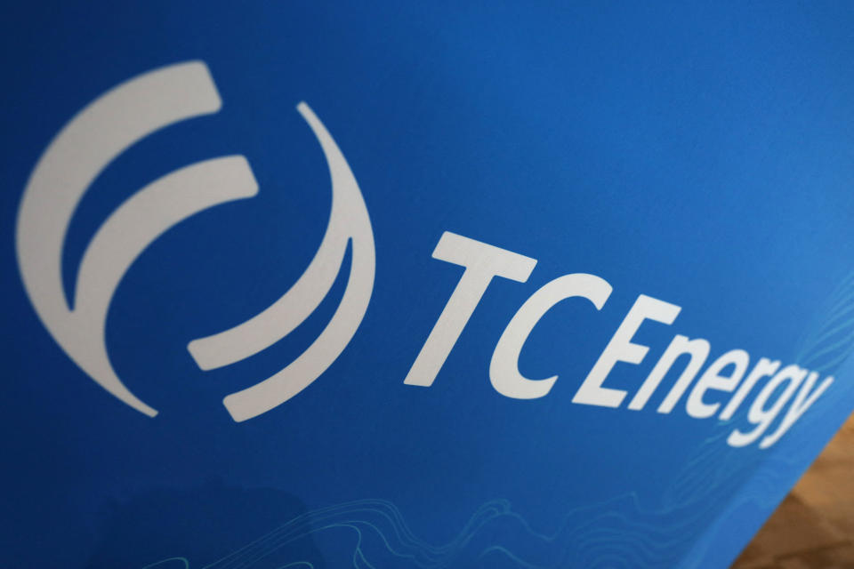 The logo of energy transport firm TC Energy is displayed during the LNG 2023 energy trade show in Vancouver, British Columbia, Canada, July 12, 2023. REUTERS/Chris Helgren