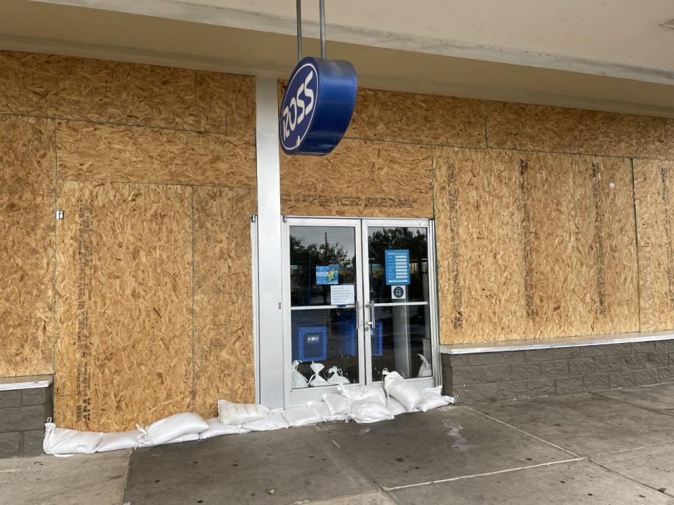 The Ross clothing store in the Gaitway Plaza, at Southwest 27th Avenue and College Road (State Road 200), was boarded up and closed on Thursday because of Hurricane Ian.