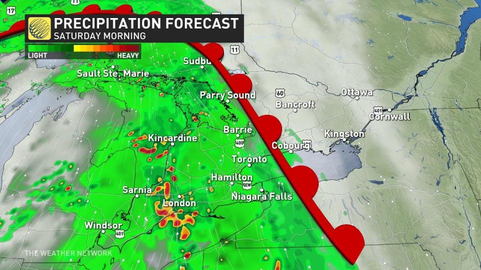 Ontario precip Sat AM