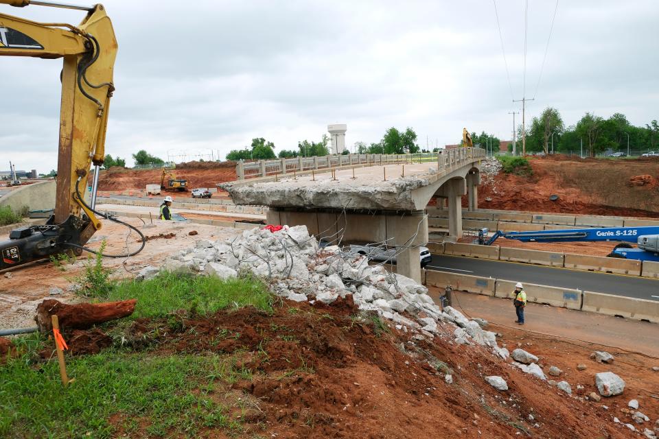 Engle Road Bridge over Interstate 40 in Midwest City is being demolished for the upgrading of Douglas Boulevard and I-40 junction.