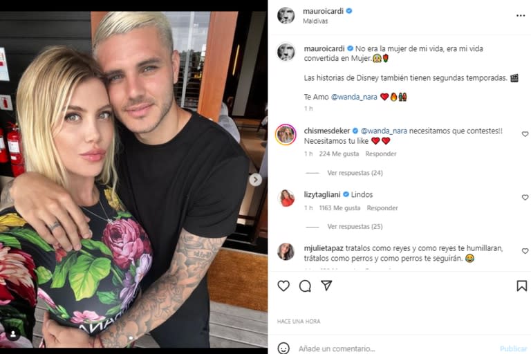 Mauro Icardi confirmó su reconciliación con Wanda Nara (Foto: Instagram @mauroicardi)