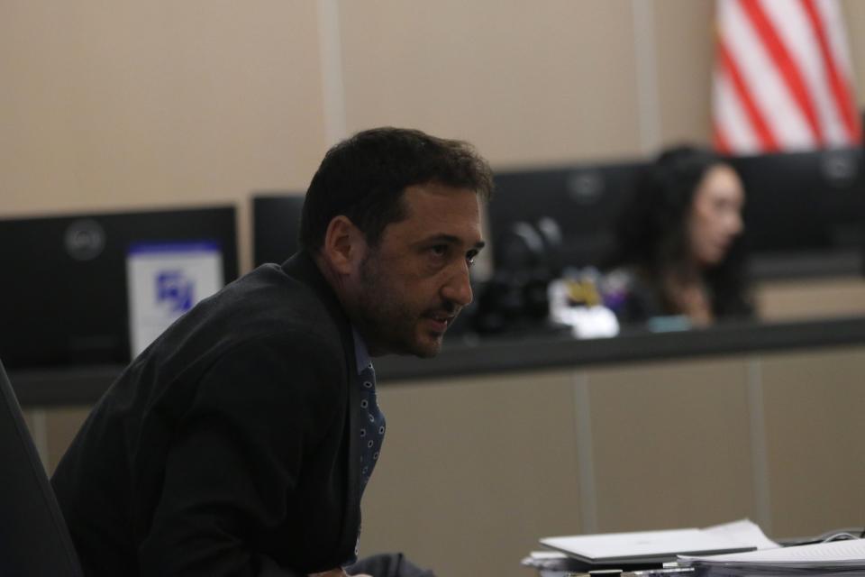 Plaintiff attorney Misha Tseytlin takes a seat after completing his closing arguments during the New Mexico gerrymandering trial, Sept. 28, 2023 at the Lea County District Court in Lovington.