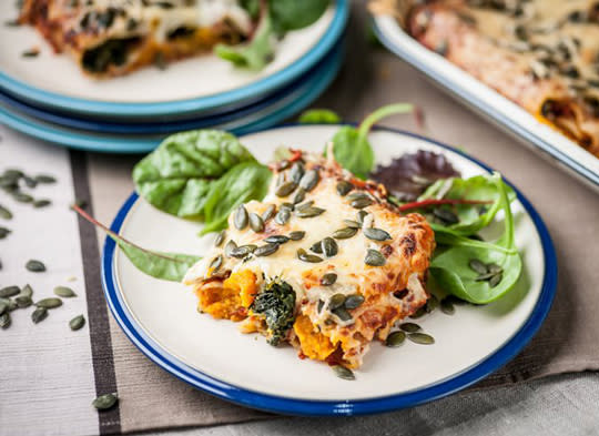 <p><b>5. Cannelloni with Spinach, Pumpkin and Nutmeg</b></p><p><b>Who knew pumpkin made such a tasty sub for ricotta? Your veggie cannelloni will never be the same.</b></p><p><b>Get the recipe from <a rel="nofollow noopener" href="http://www.greatbritishchefs.com/recipes/pumpkin-cannelloni-recipe" target="_blank" data-ylk="slk:Great British Chefs;elm:context_link;itc:0;sec:content-canvas" class="link ">Great British Chefs</a>.</b></p><p><b><br></b></p>