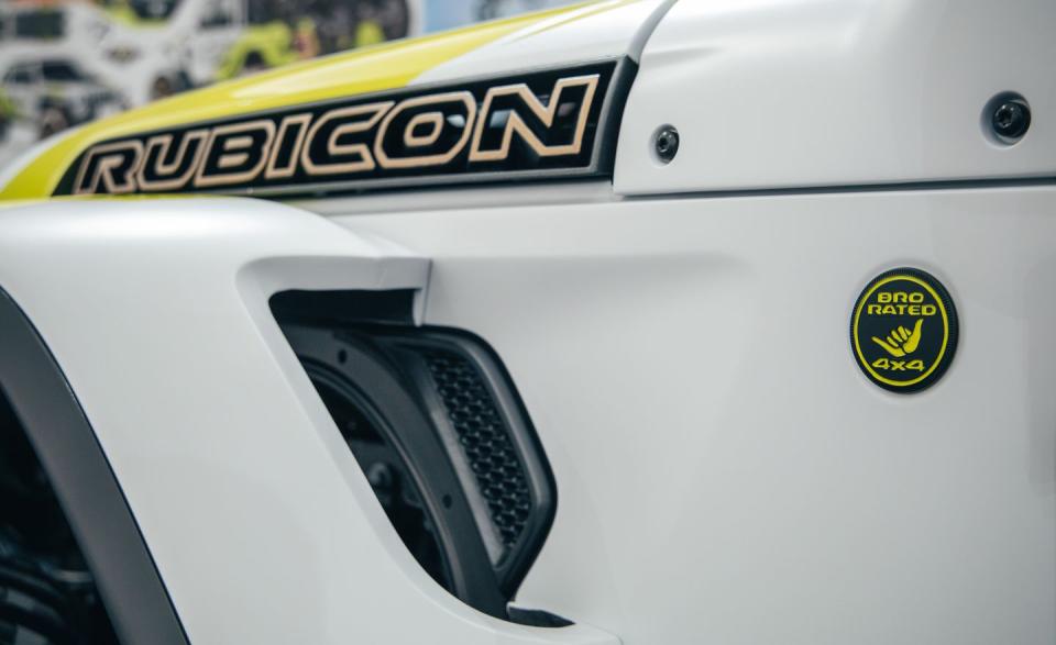 <p>One peek at the round badge on its front fender gives it away: Where other Jeep products proudly display their "Trail Rated" chops on a small label, the Flatbill has in that spot a medal proclaiming it is "Bro Rated."</p>