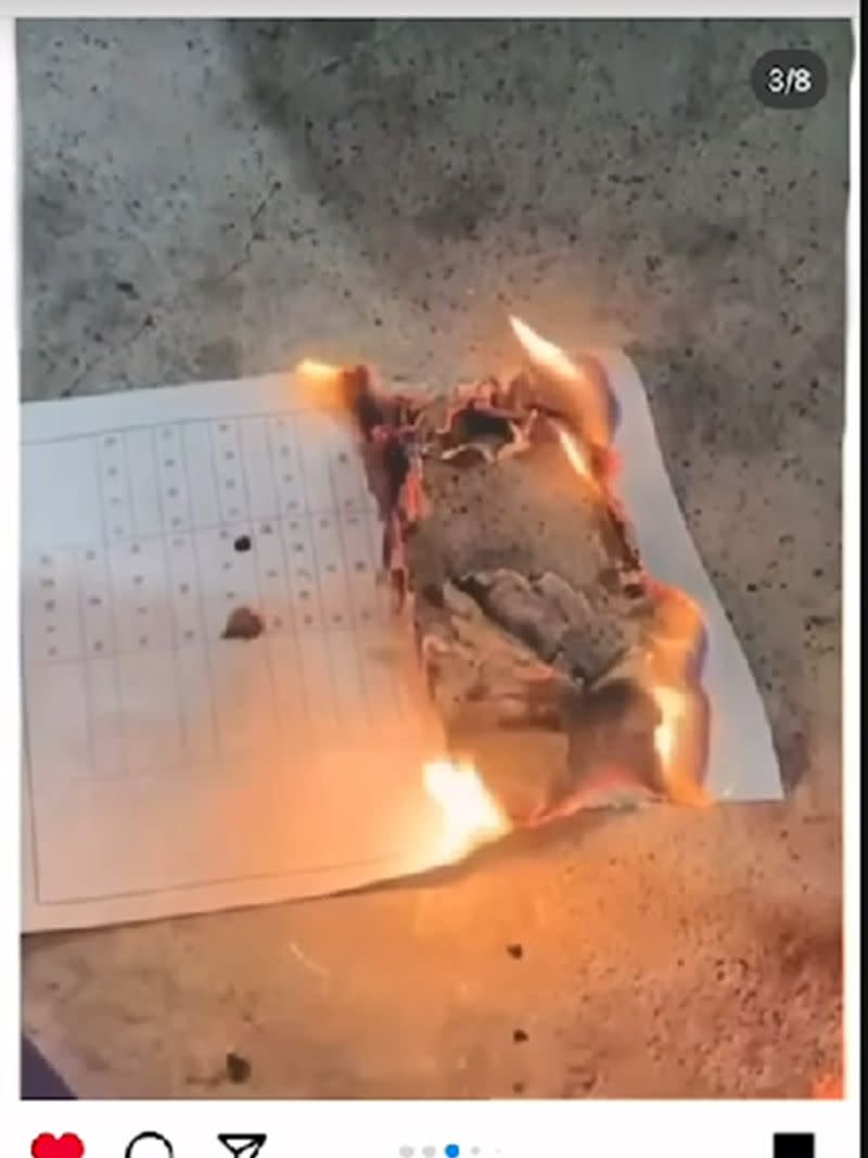 ▲蔡姓學生在IG貼燒毀自主休學單的影片，並說「我死都不會休學」。（圖／人本教育基金會提供，2023.04.11）