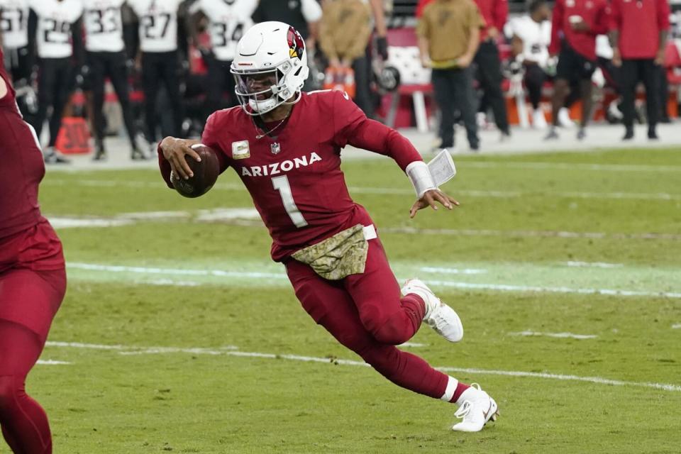 Arizona Cardinals quarterback Kyler Murray runs for a touchdown against the Atlanta Falcons in November.