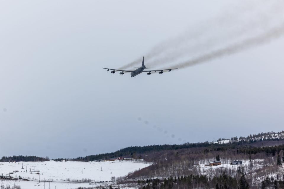 B-52 bomber over Bardufoss northern Norway