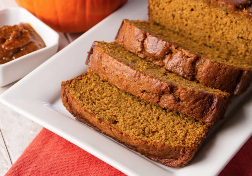<p>Jennifer Segal</p><p>This easy and delicious pumpkin bread is bound to be one of your family's favorite recipes. </p><p><strong>Get the recipe: <em><a href="https://parade.com/234707/jennifersegal/perfect-pumpkin-bread/" rel="nofollow noopener" target="_blank" data-ylk="slk:Pumpkin Bread Made Easy;elm:context_link;itc:0;sec:content-canvas" class="link ">Pumpkin Bread Made Easy</a></em></strong></p>