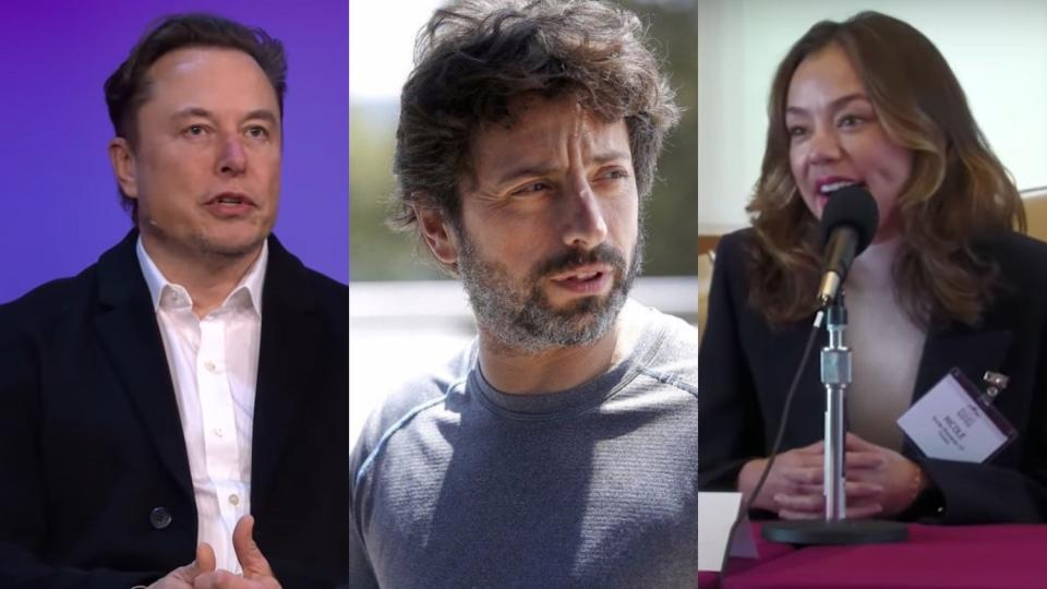 (左)特斯拉創辦人馬斯克、(中)Google共同創辦人布林（Sergey Brin）、(右)布林前妻沙娜漢（Nicole Shanahan）。   圖：(左)翻攝自《TED》、(中)翻攝自Sergey Brin Twitter(@SergeyBrin_News)、(右)翻攝自Chinese Reconciliation Project Foundation YouTube