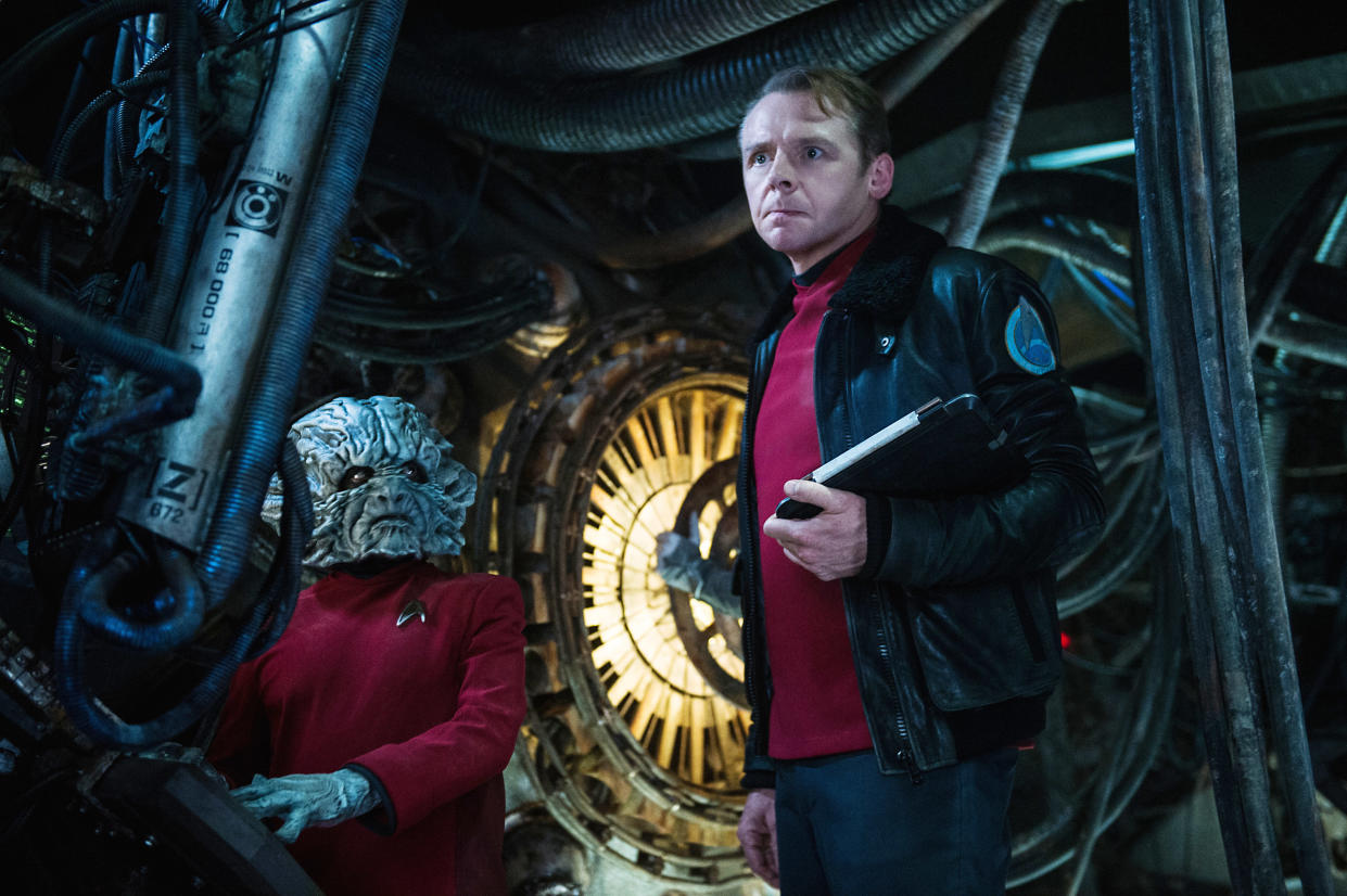 Simon Pegg as <em>Enterprise</em> engineer Montgomery Scott and Deep Roy as Keenser in <em>Star Trek Beyond</em> (Photo: Kimberley French/Paramount Pictures/Courtesy Everett Collection)