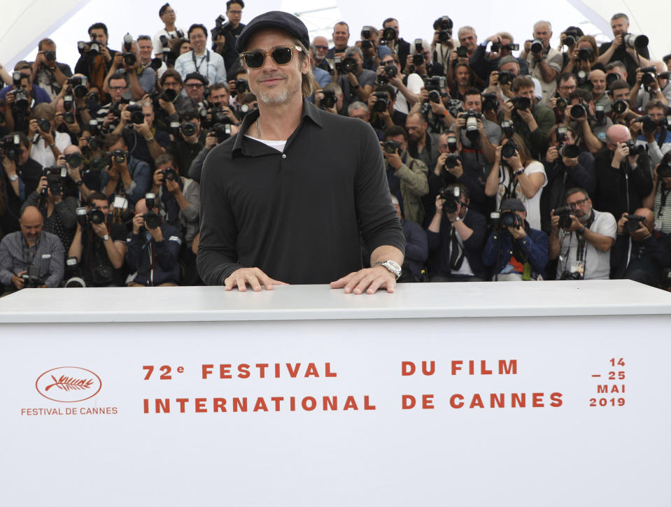 Actor Brad Pitt poses for photographers at the photo call for the film 'Once Upon a Time in Hollywood' at the 72nd international film festival, Cannes, southern France, Wednesday, May 22, 2019. (Photo by Vianney Le Caer/Invision/AP)