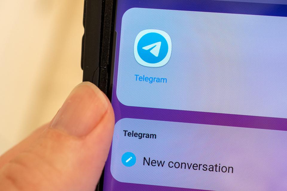 A cellphone displaying Telegram