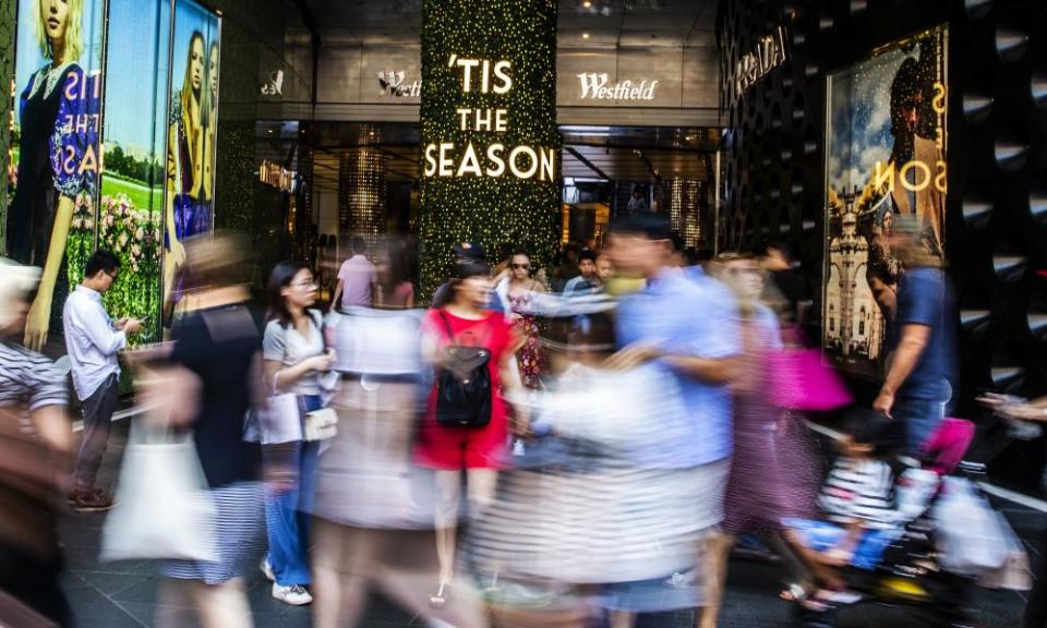 Shoppers in front of a Sydney mall