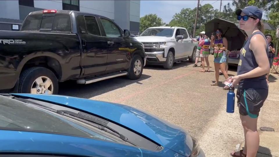 A man blocked the entrance to the Jackson Women's Health Organization, Mississippi's only abortion clinic, with his truck on June 25, 2022 after the Supreme Court overturned Roe V. Wade earlier in the week.