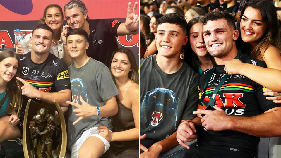 Nathan Cleary, pictured here with his family.