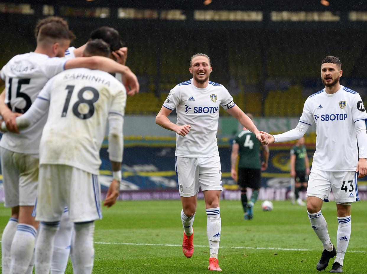 Leeds players celebrate their victory over Tottenham (Getty Images)