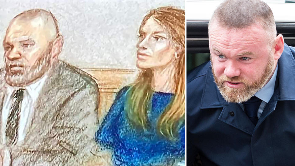 Wayne Rooney, pictured here in a courtroom sketch with wife Coleen.