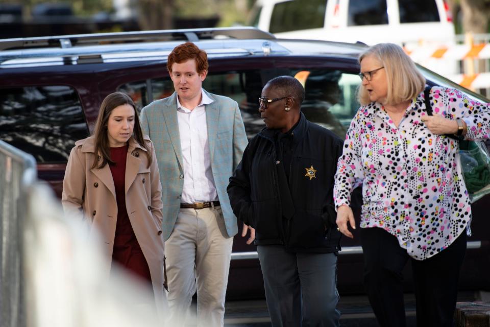 Buster Murdaugh, surviving son of Alex Murdaugh, arrives at the Colleton County Courthouse to watch day 13 of Alex Murdaugh's double murder trial in Walterboro, S.C., on Wednesday, Feb. 8, 2023. 