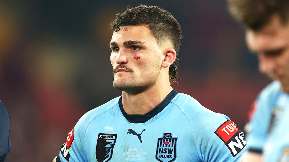 Nathan Cleary watches on after losing State of Origin.