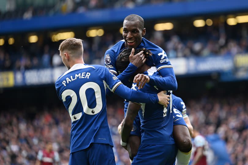 Nicolas Jackson celebrates scoring for Chelsea