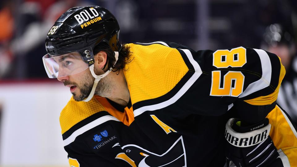 Kris Letang took part in regular team practice on Thursday, just 10 days after suffering the second stroke of his career. (Reuters)