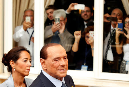 Forza Italia leader Silvio Berlusconi arrives at the EPP European People's Party meeting in Fiuggi, Italy, September 17, 2017. REUTERS/Remo Casilli